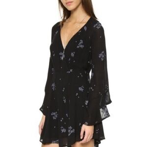 Free People Women Boho Sexy Ruffle Jasmine Embroidered Print Mini Dress